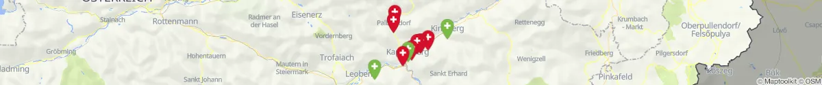 Kartenansicht für Apotheken-Notdienste in der Nähe von Aflenz (Bruck-Mürzzuschlag, Steiermark)